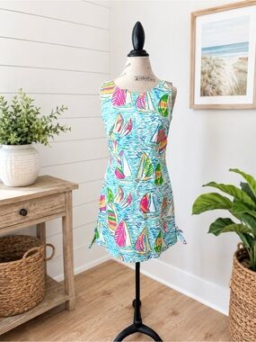 Lilly Pulitzer Delia You Gotta Regatta YGR Holy Grail Print Shift Dress Size 4